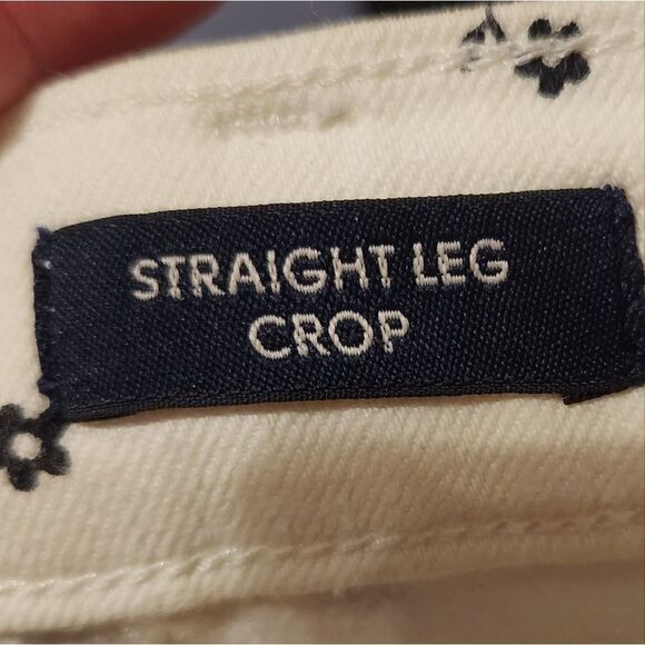 J. Crew White and Black Dainty Floral Straight Leg Crop Jeans - Picture 6 of 11